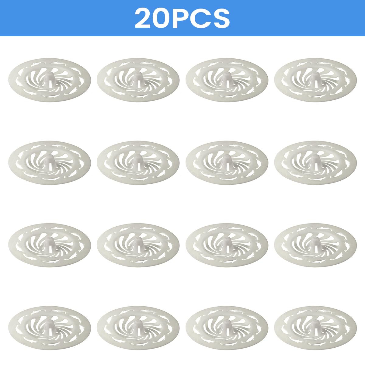 HASTHIP Sink Strainer Hair Catchers 20 pcs for Bathroom Drains with Hollow-Out Pattern | 3.35 in Reusable PP Anti-Clogging Filter