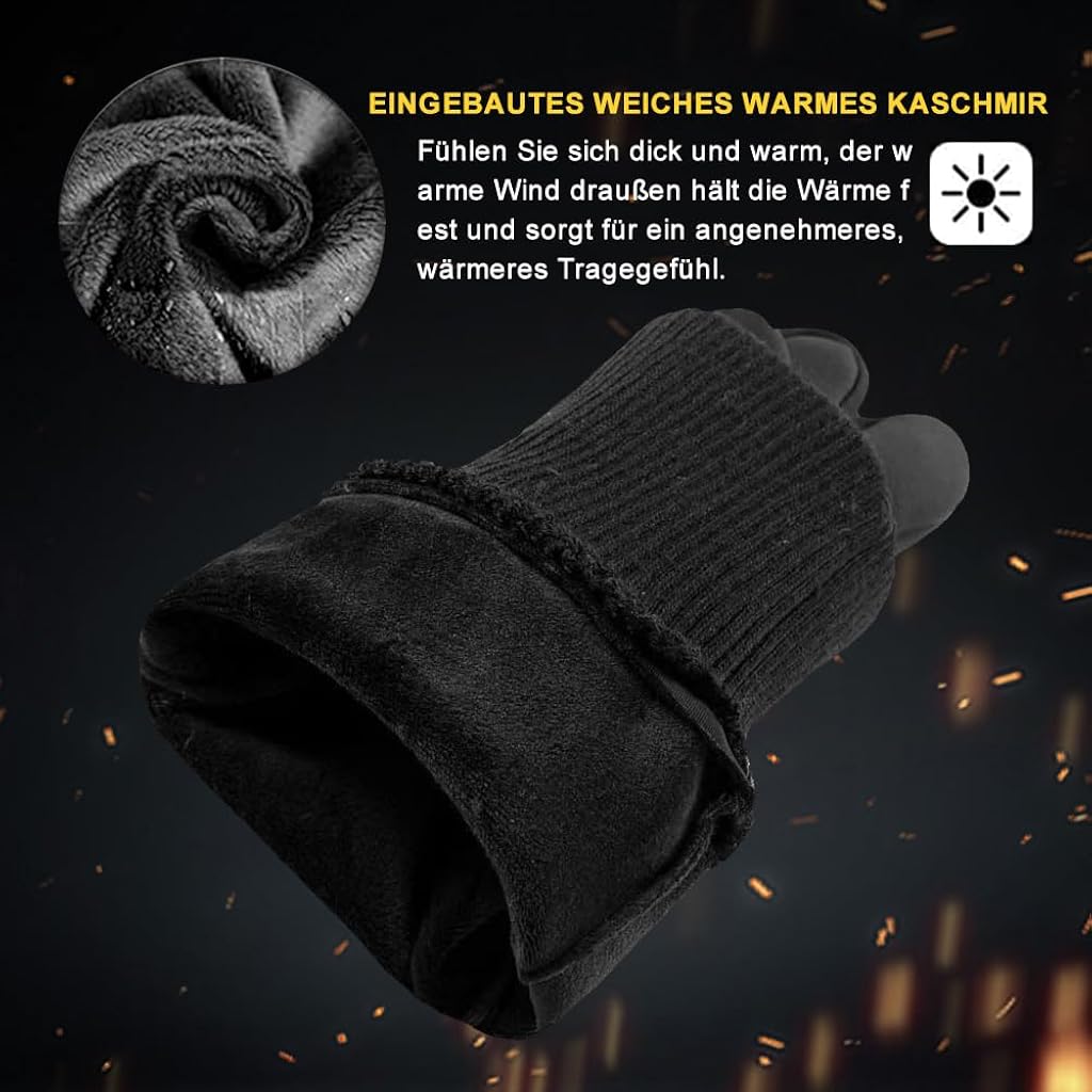 HASTHIP® Grey Cycling Gloves, Warm Winter Gloves, Water-Repellent, Touchscreen Gloves, Windproof Running Gloves, Non-Slip for Men and Women, for Running, Cycling, Climbing