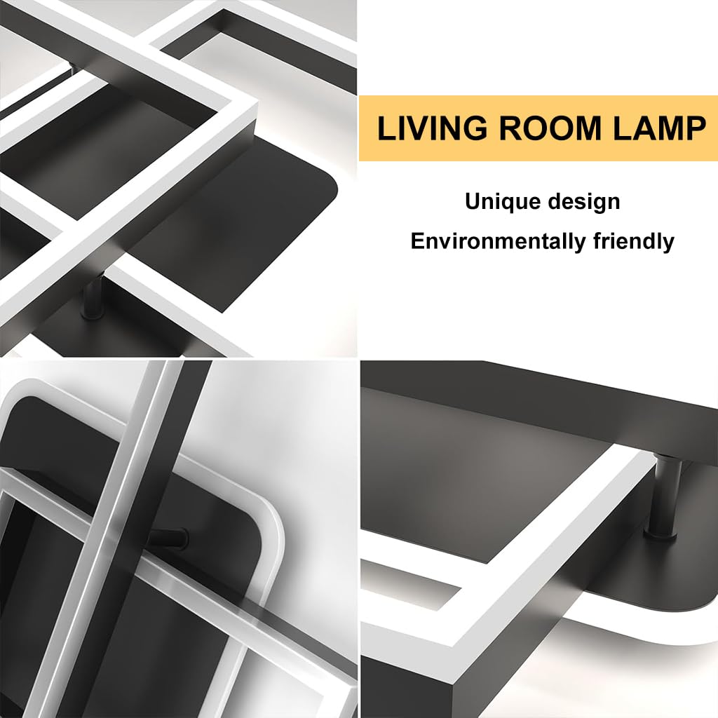 Hasthip Modern Geometric LED Ceiling Light with Remote Control & Dimmable Design