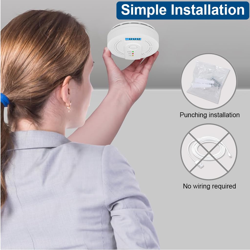 HASTHIP Carbon Monoxide Detector with LCD Display and 85dB Alarm | Advanced Sensor