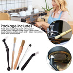 Coffee Brush Set, Professional Espresso Brush Kit, Include Wooden Coffee Grinder Machine Cleaning Brush and Nylon Espresso Brush for Coffee Machine Group Head (5Pcs)