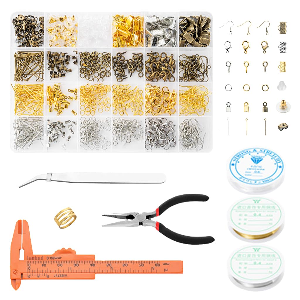 HASTHIP Jewelry Making Kit for Bracelets and Necklaces with 977 Pcs and Crimping Pliers | 4 Color Beads and Organizer Box