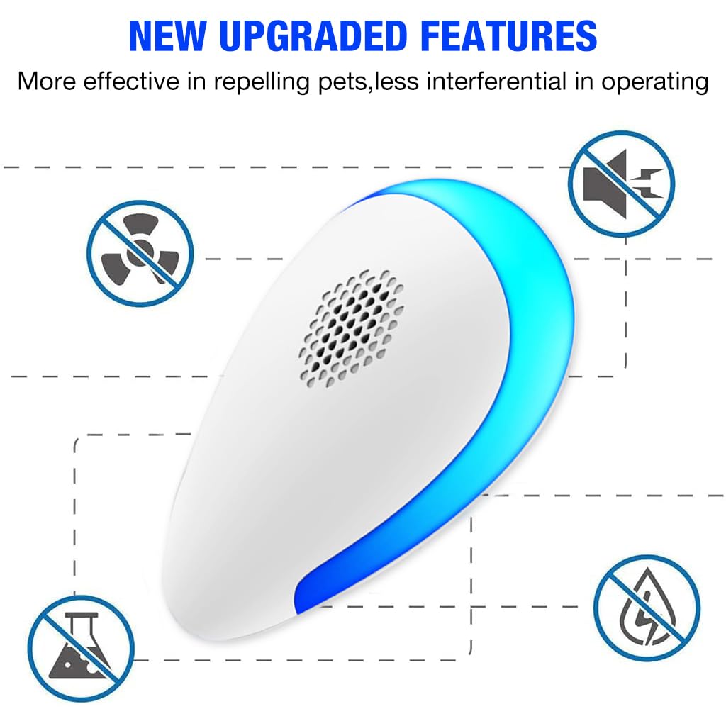 Ultrasonic Pest Repeller for Kitchen Bedroom Pest Control, Electronic Repellent for Cockroach, Rat, Mosquito, Underground Pests, Baby, Pregnancy & Pet Safe