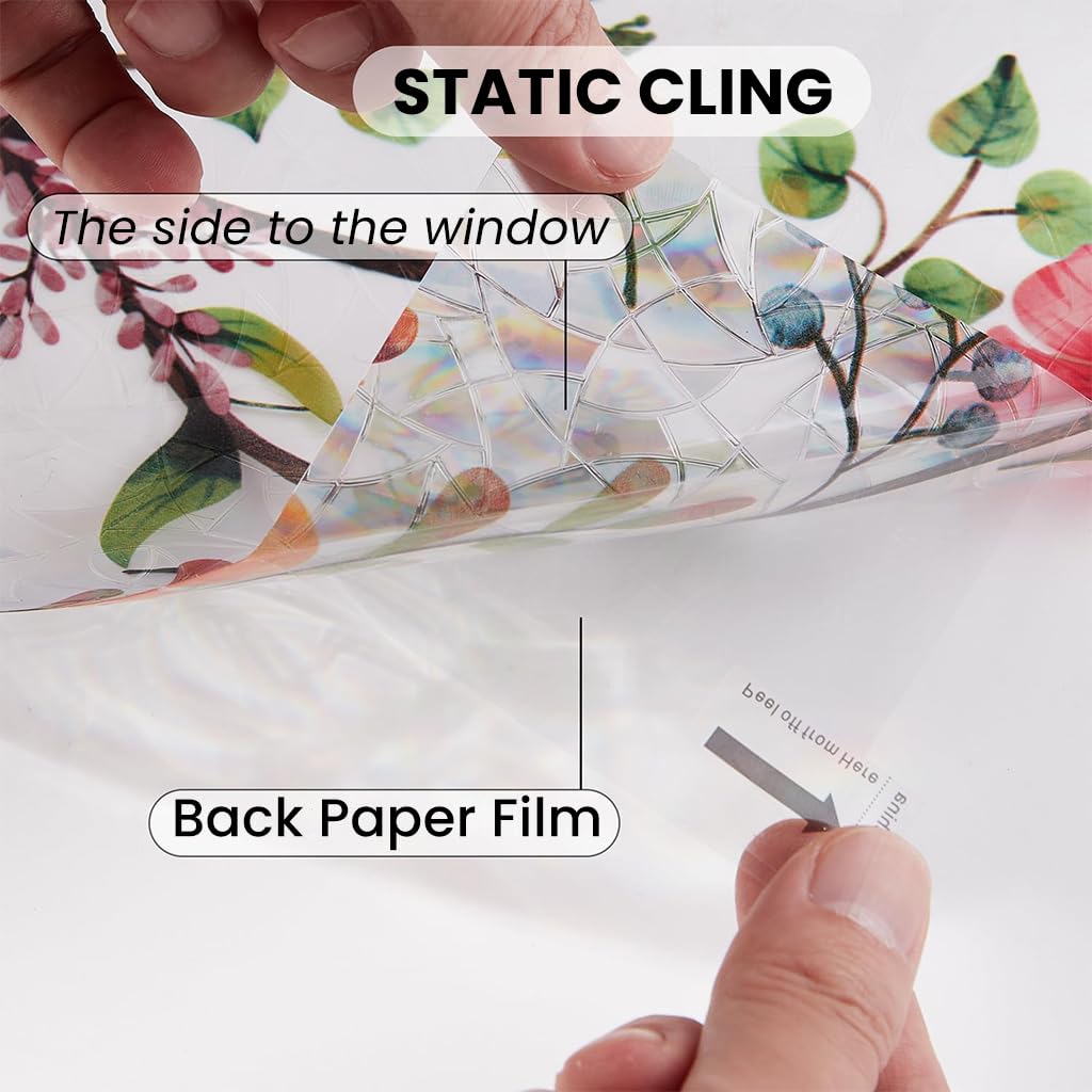 HASTHIP Privacy Glass Window Film for Home and Office with Static Cling 45cm x 2m | UV Resistant Floral Design