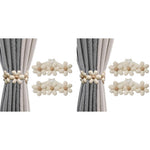 HASTHIP Curtain Tiebacks for Drapes with Pearl Flower Design and Elastic Cord | 2 Pack