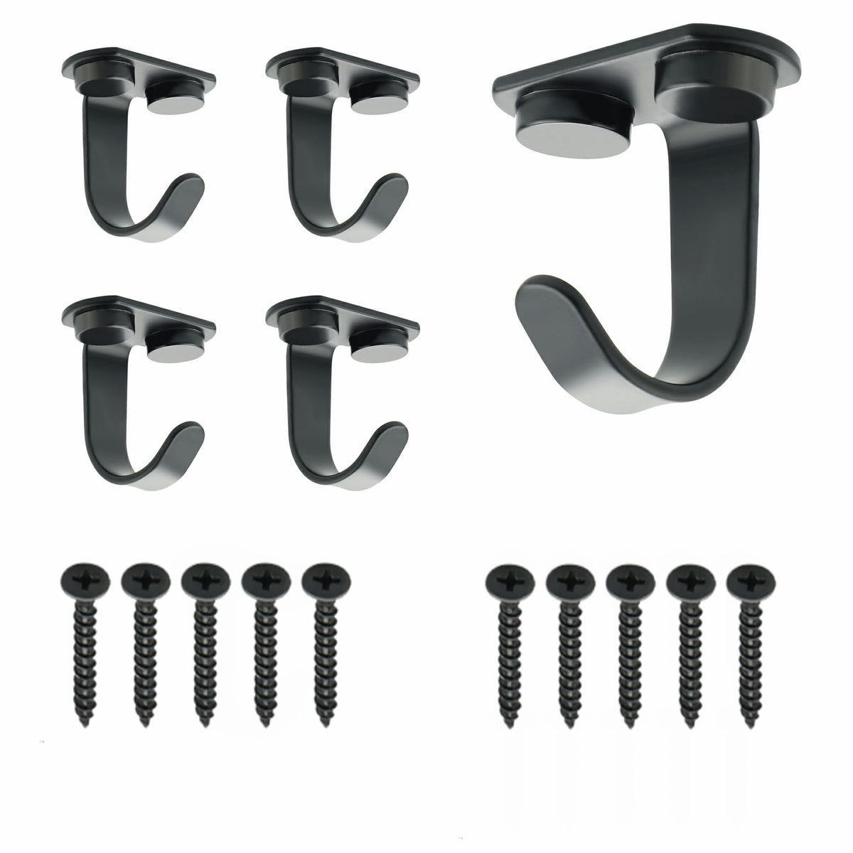 HASTHIP® Black Ceiling Hooks Heavy Stainless Steel Under Shelf Coat Hook for Mugs Towels Clothes and Kitchen Storage