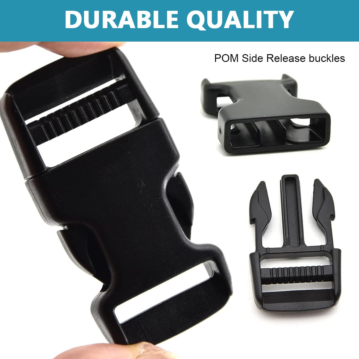 Buckle Strap Set with 6 Yards Nylon Webbing, 6Pcs Metal D Rings, 6Pcs Quick Side Release Plastic Buckles, 12Pcs Tri-glide Slide Clip for DIY Making Luggage Strap, Backpack Repairing