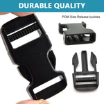 Buckle Strap Set with 6 Yards Nylon Webbing, 6Pcs Metal D Rings, 6Pcs Quick Side Release Plastic Buckles, 12Pcs Tri-glide Slide Clip for DIY Making Luggage Strap, Backpack Repairing