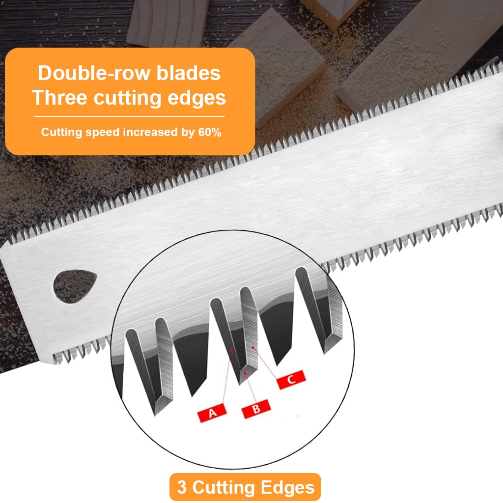 HASTHIP Hand Saw for Woodworking with 30cm Double Edge Blade and Ergonomic Handle | DIY Cutting