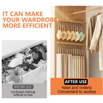 HASTHIP Wooden Hanger for Clothes with 12 Hooks 41x8cm | Sliding Wall Mounted Rack