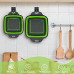 HASTHIP® 2-piece foldable silicone square retractable drain basket filter set, green-Green