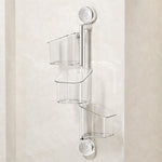 HASTHIP® Bathroom Organizer and Storage, 3-Tier Rotating Shower Shelf with Suction Cups, No Drilling Wall Mounted Transparent Rack for Toiletries, Qtip Holder, Cosmetics, Dorm and Small Spac