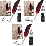 HASTHIP Calligraphy Feather Dip Quill Pen Set with 5 Nibs and 15ml Ink | Red Writing Gift Box