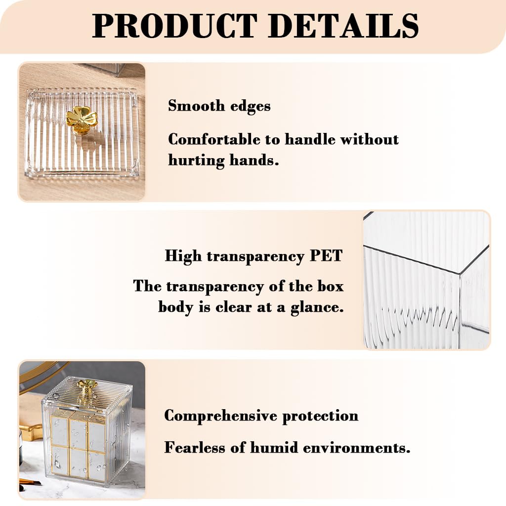 HASTHIP Clear Acrylic Storage Box for Makeup Essentials with Lids 9.5x8.4cm | Dustproof Dispenser