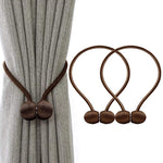 HASTHIP Polyester Solid Curtains for Home and Office with 16in Rope and Strong Magnetic Closure | Coffee Pack of 2