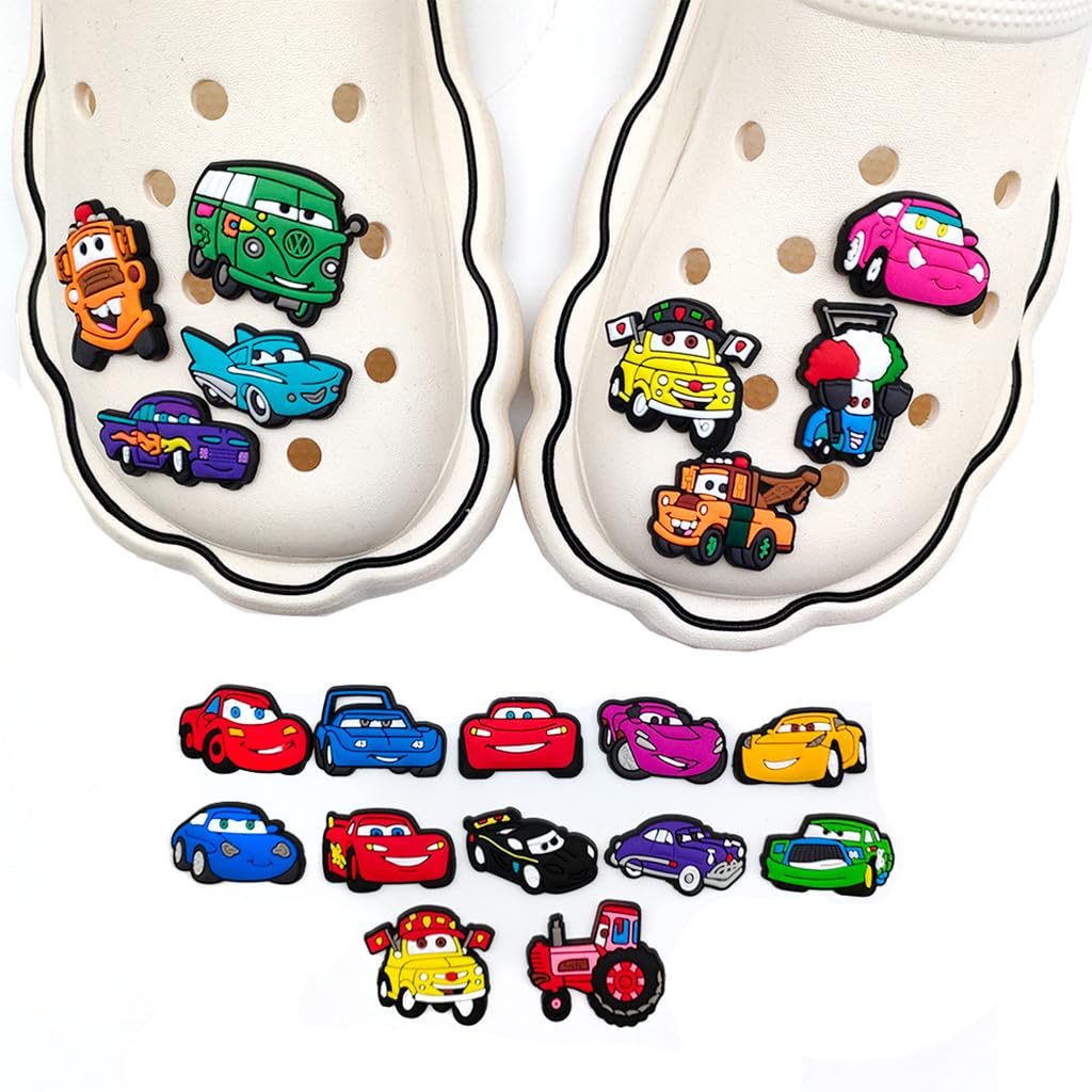 20pcs Car Shoe Charms for Clog Sandals Shoes DIY Decoration, Cartoon HyperCar Shoes Charm MegaCar PVC Race Cute Clog Pins for Boys Holiday Birthday Gifts Party Favor