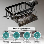 HASTHIP Kitchen Sink Organizer for Faucet with Pull Out Drip Tray and Screw Fixed Mount | Aluminum Storage Rack