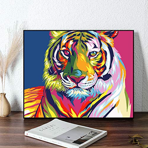 HASTHIP Paint by Numbers for Kids and Adults featuring 3X Magnifier Card | 40 x 50cm Colorful Lion without Frame
