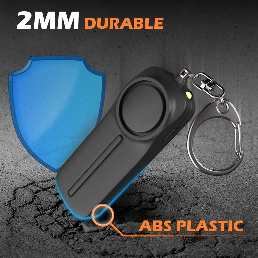 Supvox® Safety Gadgets for Self Defence, Safety Siren Keychain Loud Alarm for Women's Protection, 130 dB Loud Safety Siren Whistle with LED Light for Men, Children, Elderly, Without Battery (Black)