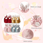 HASTHIP Gift Bags for Party Favors with 10x12.5cm Bunny Ear Drawstring | Soft Velvet Pouches