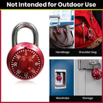 HASTHIP® Locker Lock Combination Padlock - 40mm Diameter Heavy Duty Anti-Cut Metal Lock, Metal Indoor Dial Lock for Gym, Gate, Locker & Cabinet (Red)