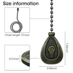 Bronze Ceiling Fan Pull Chain Set, Ceiling Fan Pull Chain Extender Bronze Pendant 12 Inch Chain Ornament Pendant Pull Chain with Connector Ceiling Fan Bulb&Fan Ceiling Fan Pull Chain (2 Pack)