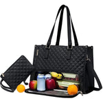 HASTHIP® Bolsa Tote 2 en 1 para Mujer,Bolsa de Almuerzo con Compartimento Aislado y Espacio para Portátil de 15.6 Pulgadas,Bolso Hombro Oficina Viajes Playa y Uso Diario