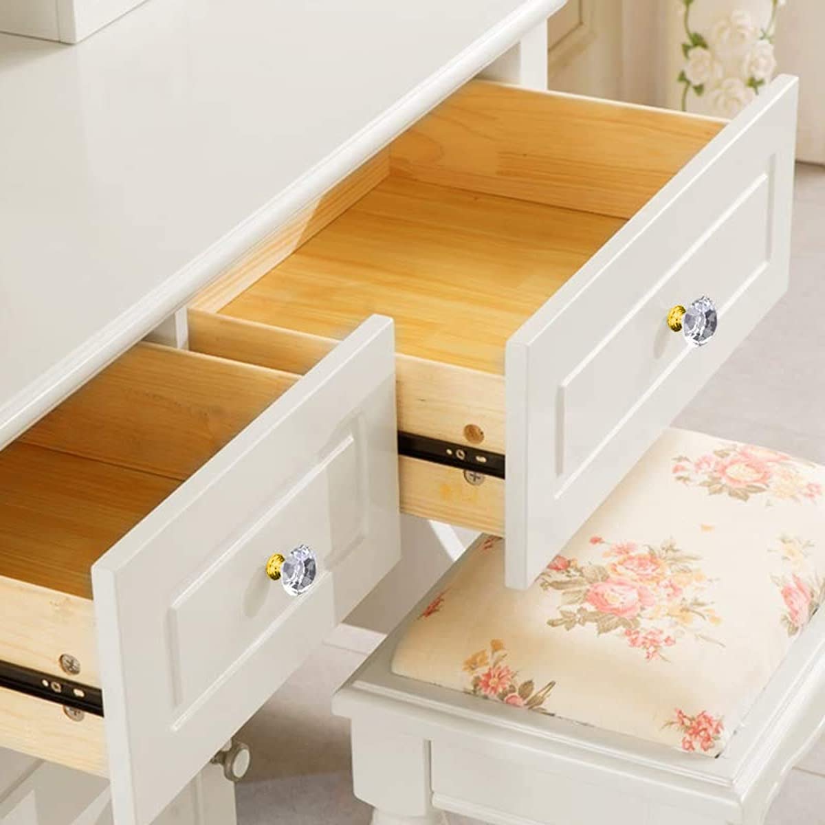 HASTHIP Cabinet Knob Pull Handle Set for Dresser and Drawers with 6 Pack 30mm Crystal Glass Diamond Knobs | Includes Screw Kit