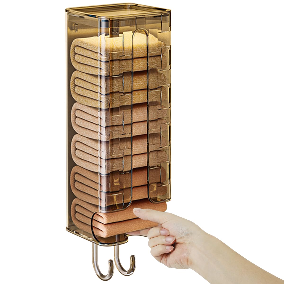 HASTHIP Vertical Wardrobe Organizer for Socks and Towels with Self Adhesive Hooks | Transparent Acrylic Storage