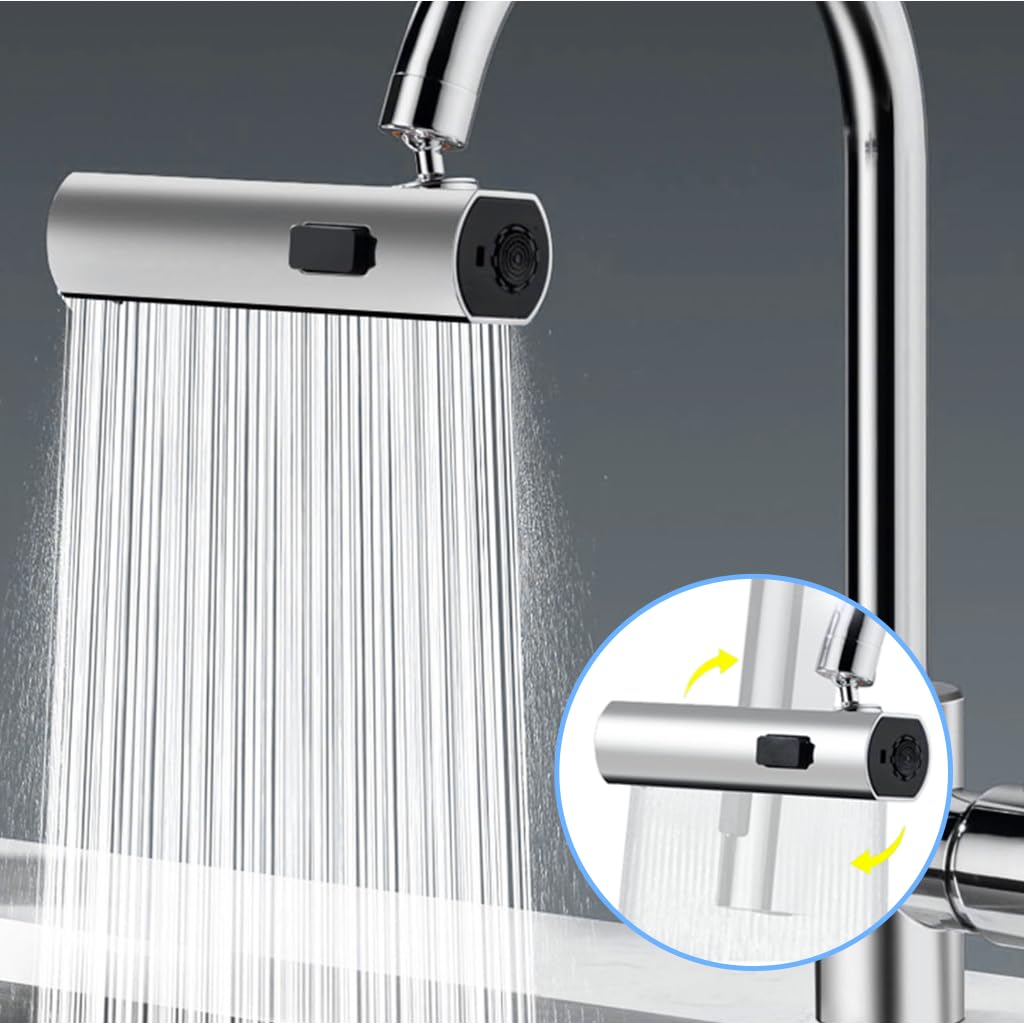 HASTHIP Tap Extender for Kitchen Sink with 22mm Female Thread featuring 360° Swivel | 3 Spray Modes and ABS Metal Connector