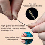 HASTHIP Self Threading Quilting Needle Set for Embroidery and Sewing with 90pcs Metal Needles featuring Wooden Case