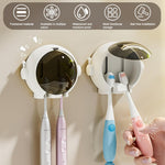 HASTHIP Wall Mounted Toothbrush Holder with Dual Slots and Flip Lid for Hygienic Storage | No Drill Waterproof Bathroom Organizer