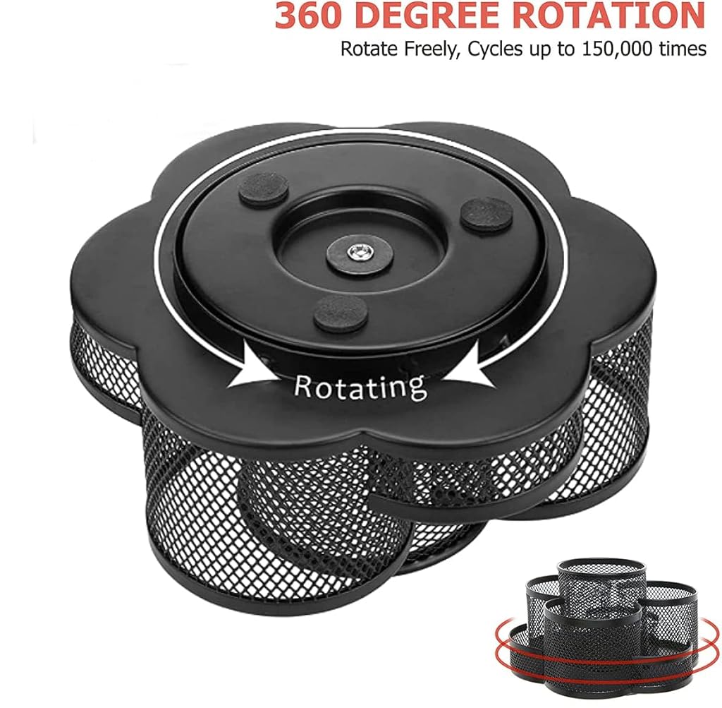 HASTHIP® Pen Stand Pen Organizer for Study Table,360° Rotating Mesh Desk Organizer with 7 Compartments