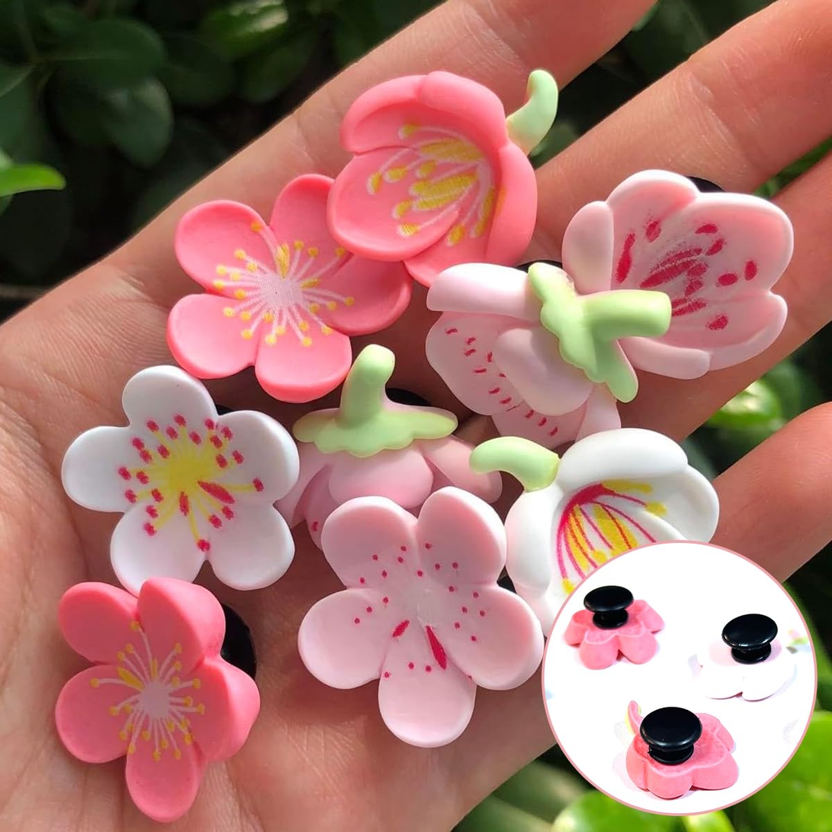HASTHIP Clog Charms for Slippers featuring 22PCS Assorted Flower Rubber Designs | Fun Girls Decoration