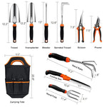 HASTHIP® 10Pcs Gardening Tools Set - Heavy Duty Stainless Steel - Gardening Tools Kit for Home Garden - Plant Cutter for Home Garden - Manual Planting Tools with Tool Bag - Suitable for Patio & Lawn