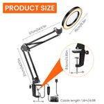 HASTHIP Desk LED Magnifier for Repairing and Reading with 15X Lens and Flexible Arm | USB 3‑Color Lighting