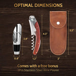 HASTHIP Bottle Opener Set for Wine and Beer with 4.3 in Corkscrew & Leather Case | Rosewood Handle and Stainless Steel Accessories