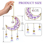 HASTHIP Sparkling Crystal Moon Charm for Home Decor featuring Purple Acrylic Crescent 16.2 in