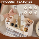HASTHIP Makeup Organizer for Desk and Vanity with Dual Drawers and 35x21x26 cm ABS Design