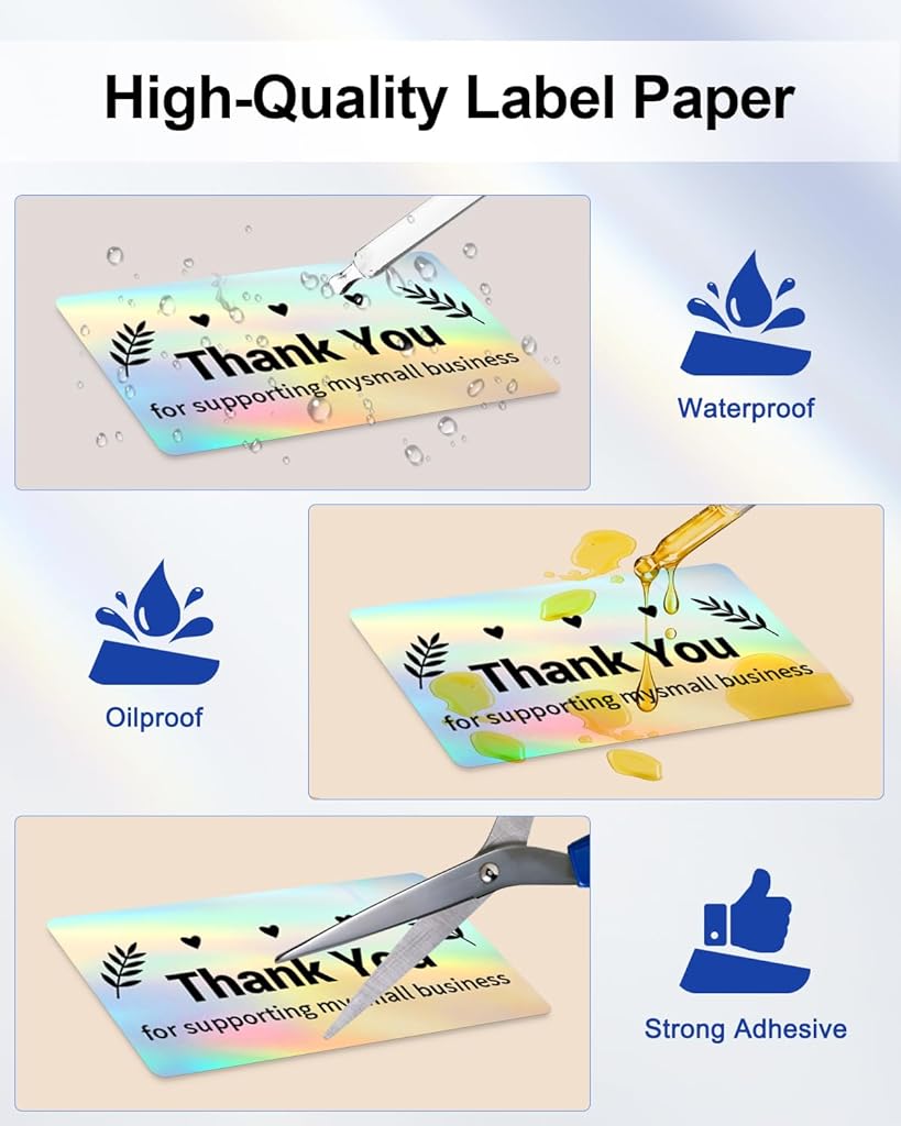 HASTHIP® Etiquetas térmicas reflectantes de 2” x 1”, etiquetas autoadhesivas de color