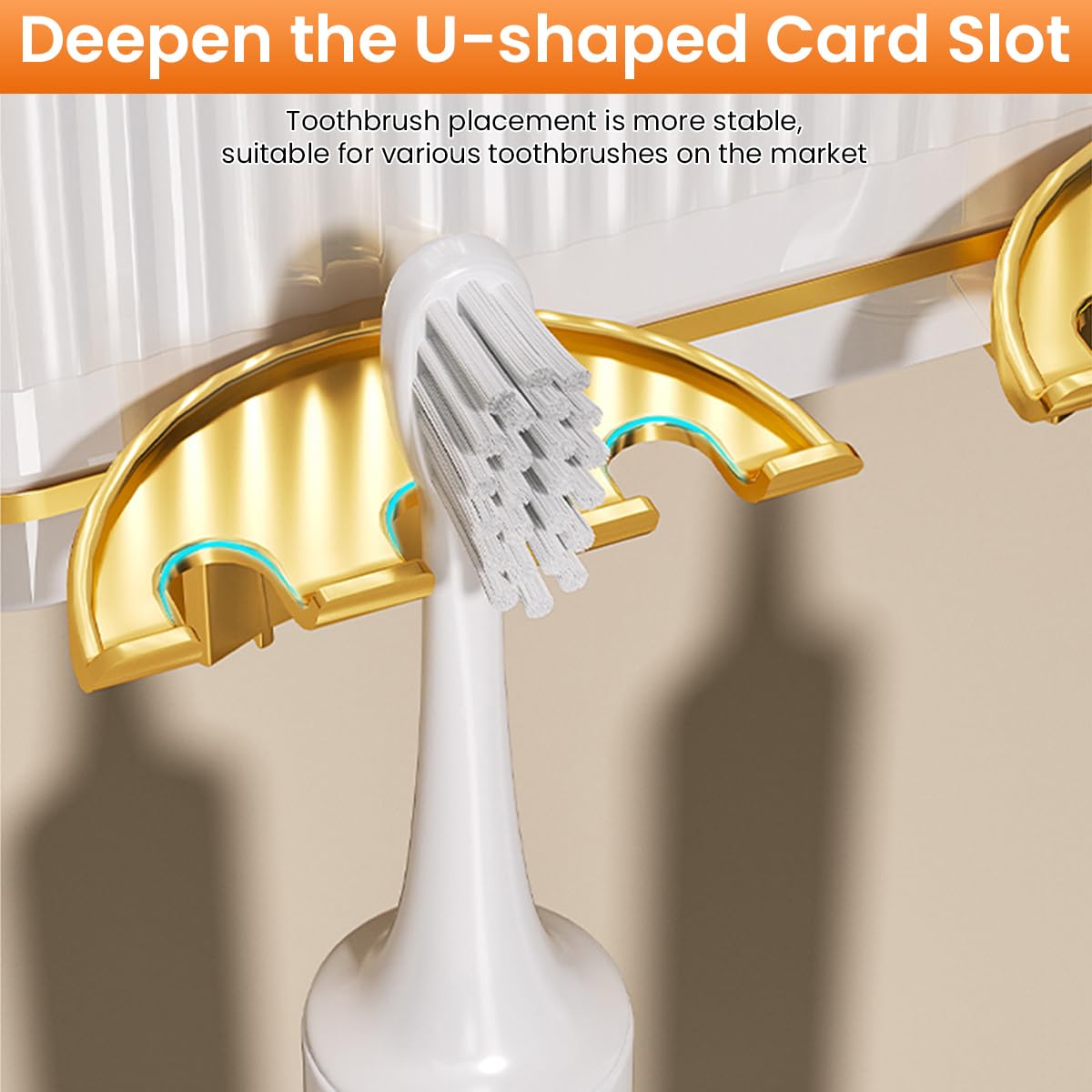 HASTHIP Bathroom Organizer for Family Use with 3 Cups and No Drill Wall Mount Design | White