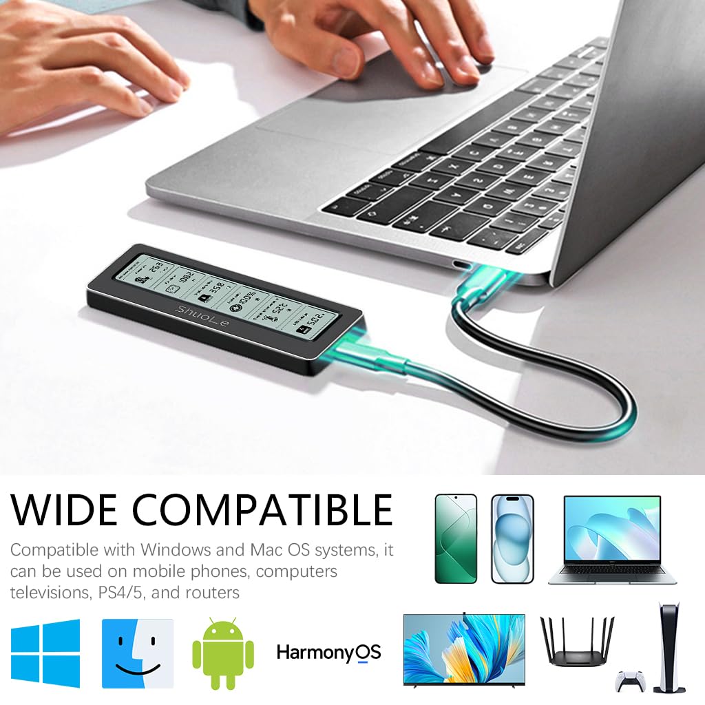 HASTHIP® Aluminum M.2 Nvme SATA SSD Enclosure with LCD Display USB 3.2 Gen 2 10Gbps M.2 NVMe SSD Enclosure NVME PCI-E M-Key