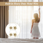 HASTHIP Flower Curtain Tiebacks for Heavy Drapes with Flexible Metal Wire and Cotton Linen | Decorative 2Pcs Set