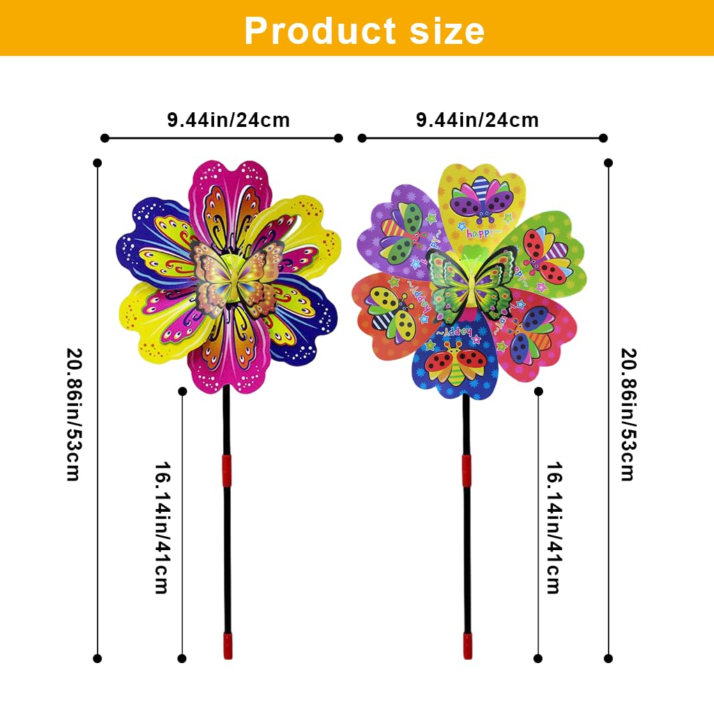 HASTHIP Garden Windmills for Outdoor Decor with 9.24 in Diameter & Butterfly Charm | PVC Construction
