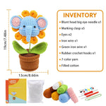 Crochet Stuffed Animal Kit Crochet Kit for Beginners Elephant Knitting Kit Full Set Crochet Starter Kit with Yarn, Polyester Fiber, Crochet Hooks, Tutorial Video, DIY Gift Friends (Sunflower)