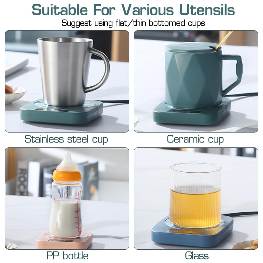 Electric Coffee Mug Warmer Milk Warmer with 55°C Perfect Constant Temperature Desk Mug Warmer for Glass Cup, Stainless Steel Cup, PP Milk Bottle, Ceramic Cup Gift for Men Women Christmas