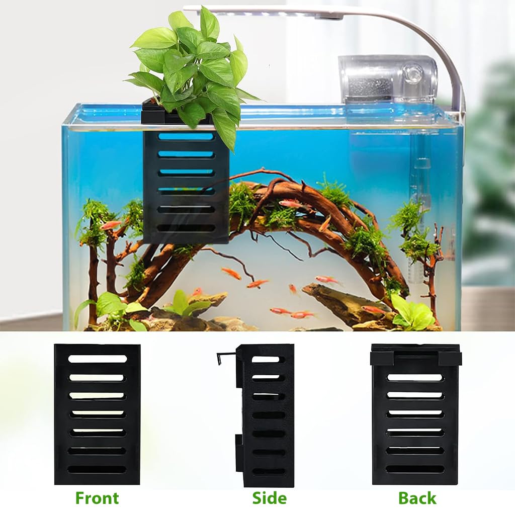 2 Pcs Aquarium Plant Holder with Hooks, Fish Tank Plant Holder, Enhance Your Aquarium Decor with These Hanging Aquatic Planter Cups