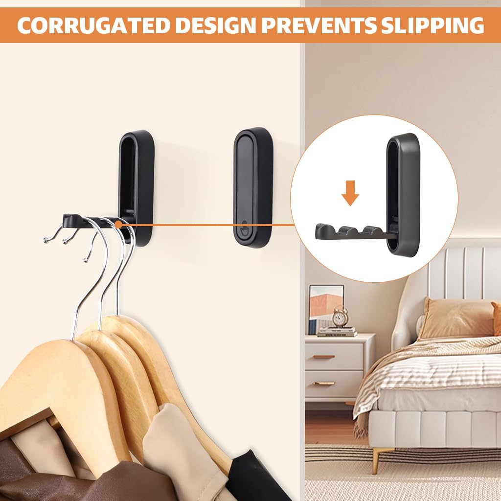 HASTHIP Folding Wall Hooks for Coats and Towels with 90° Foldable Design and Zinc Alloy | 2 Pcs Black Heavy Duty Set