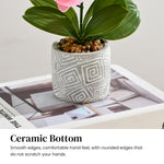 HASTHIP Artificial Orchid Plant for Home Decor with 28 cm Cement Pot featuring Soft Rubber Petals
