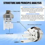 HASTHIP Float Valve for Water Tank with 1/2 to 3/4 in Connection and 304 Stainless Steel | Automatic Water Level Control